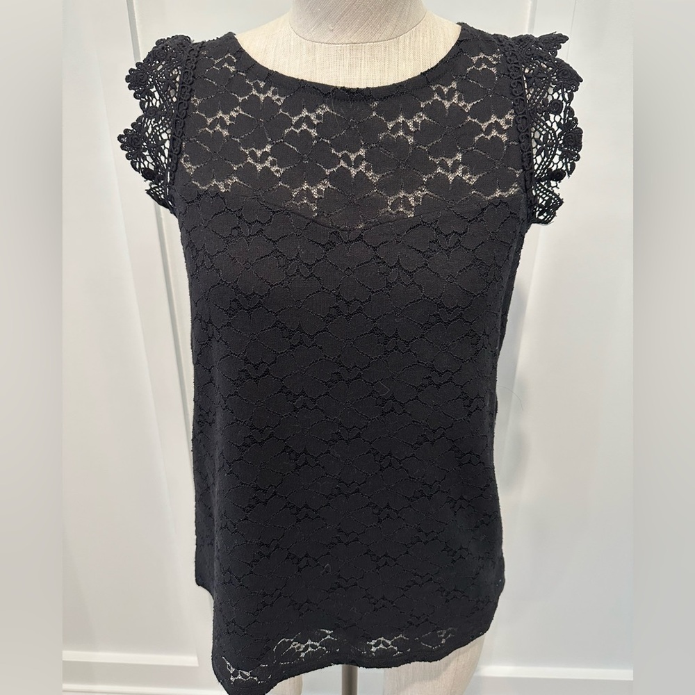 SO Black Ruffled Cap Sleeve Blouse